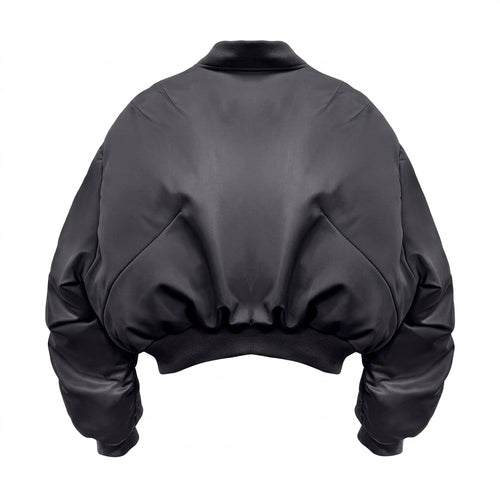 Cropped Bomber Charcoal Back